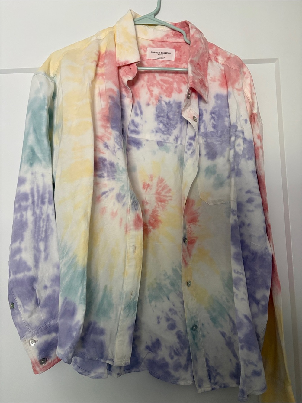 Spiritual Gangster Pastel Tie-Dye Top in Pink and White